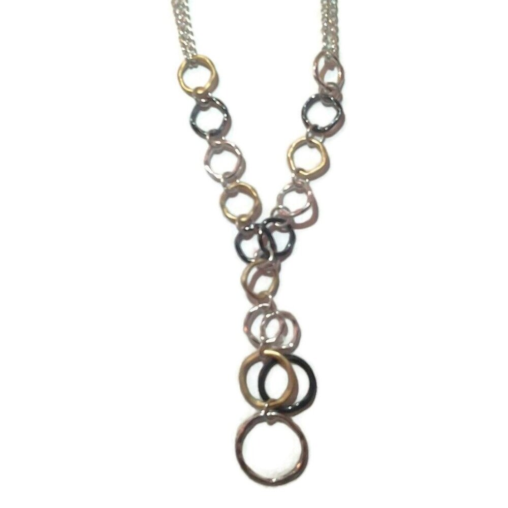 Alfani Tri-Tone Circle Shaky Frontal 17" Necklace NWOT